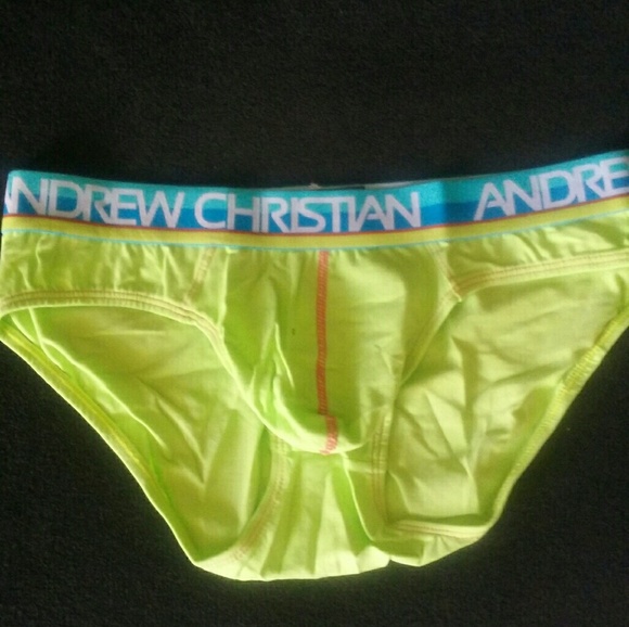 Andrew Christian Briefs Neon Green Small & Med NWT - Picture 4 of 4